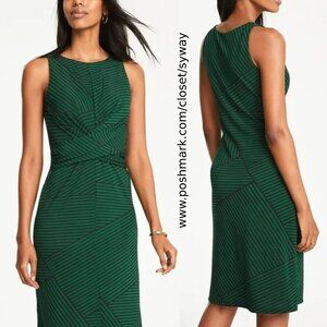Ann Taylor Striped Sleeveless Twist Front Stretch Dress